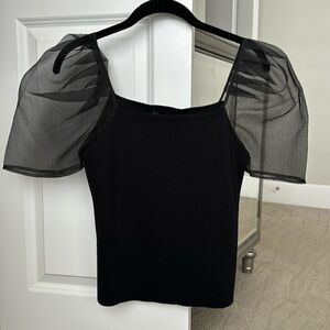 Black Puffed Sleeve Vici Top